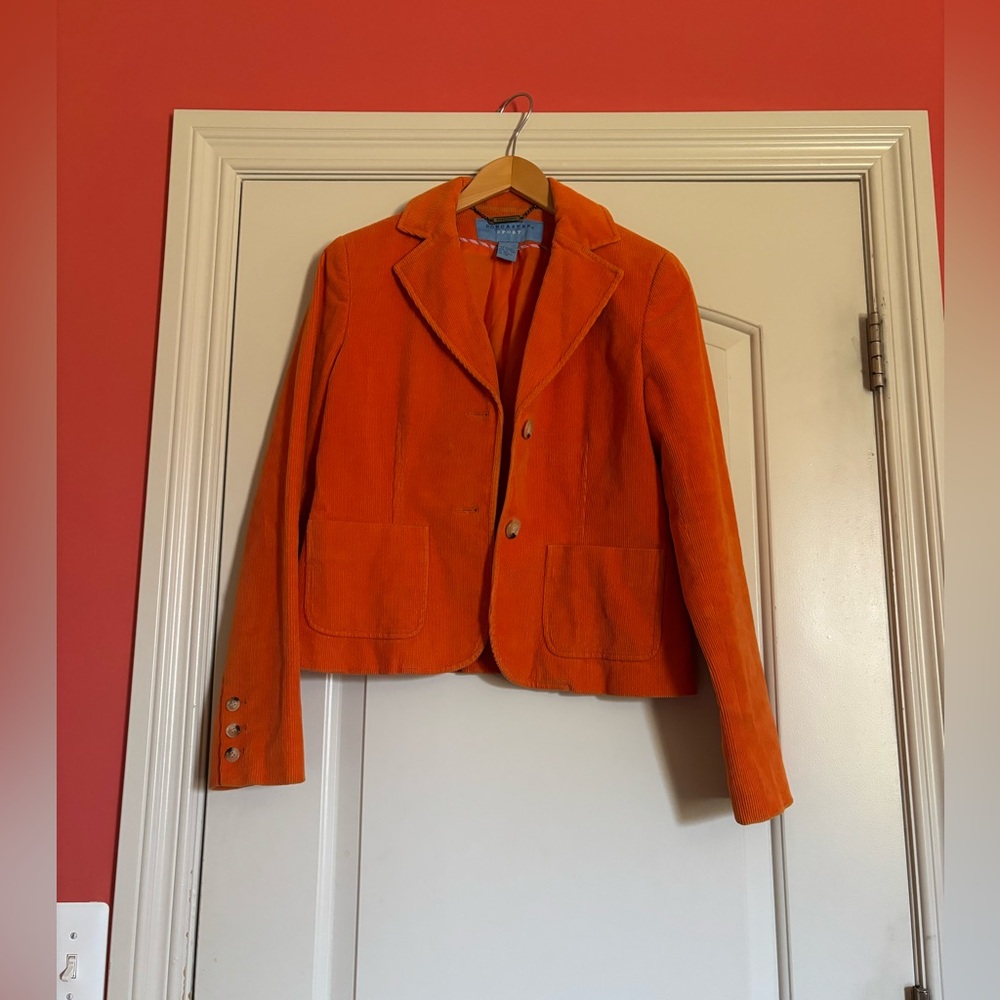 DONCASTER SPORT Orange Corduroy Women's Blazer. Size 6.